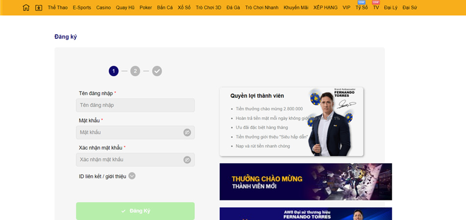 Đăng ký tài khoản tại Aw8